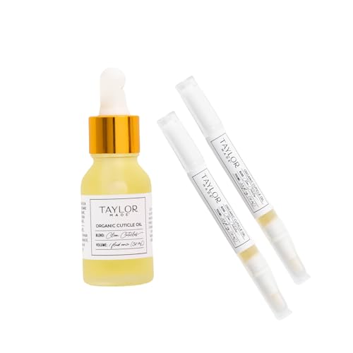 TAYLOR MADE Polish Cuticle Oil ? 100% Organic Cuticle Oil | Paraben-free | Non-toxic | Safe for All Ages | Results in less than 2 weeks | Infused with orchid oil | Nail Oil (Bottle & 2 Pens)