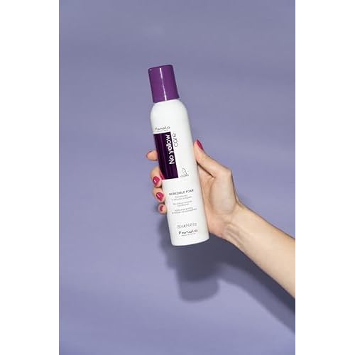 Fanola No Yellow Incredible Foam - Purple Hair Conditioner Mousse Toner With Violet Pigments Removes Yellow And Brassiness On Bleached, Blonde Or Highlighted Hair 8.4oz