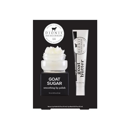 Dionis Goat Milk Lip Care Set ? Original Sugar Lip Scrub & Overnight Mask + Vanilla Bean Overnight Lip Mask & Balm Duo for Deep Hydration and Chapped Lip Repair