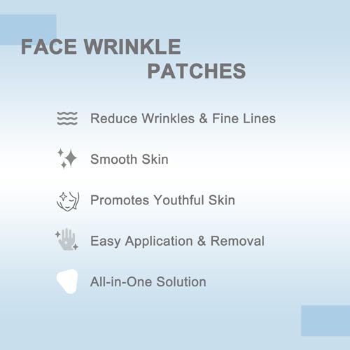 Wrinkle Patches for Face Overnight, Face Tape for Wrinkles, Facial Patch for Forehead, Eyes, Crows Feet, Smile Lines - 144 Count Adhesives Patches (Clear)