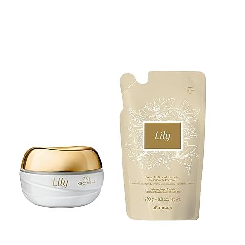 O Botic?rio Lily Satin Hydrating Body Cream REFILL Bundle, Fragranced Body Butter for Dry Skin, (8.8 Ounce Jar & 8 Ounce pouch)