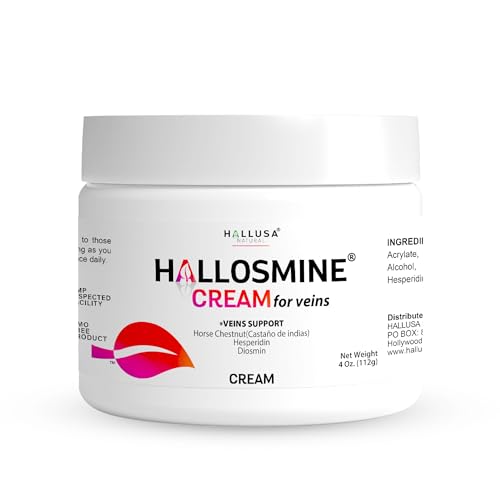 Hallusa Natural Hallosmine Leg Cream with Diosmin, Hesperidin & Horse Chestnut | Cooling Skin Care Cream with Menthol & Aloe Vera | Lightweight Moisturizing Formula | 4 oz (112g)