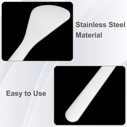2pcs Mini Metal Makeup Spatula, Reusable Cosmetic Cream Spatulas Spoon, Skincare Scoop Applicator Facial Massage Beauty Tools for Mixing and Sampling Face Eye Cream- Silver