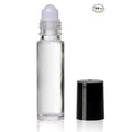 1/3oz plain roll on glass bottles with roller and black caps- 144 PACK; Essential Oils Roll On Bottle; Perfume Roller Bottles; Refillable Clear Glass; Deodorant Bottles