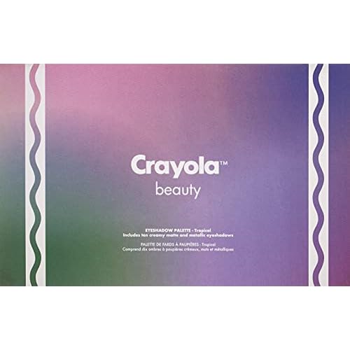 Crayola Beauty - Eyeshadow Palette - 10 Creamy Matte & Metallic Shades - Long-lasting, Blendable, Highly Pigmented Color, Velvety Finish - Talc Free Formula & Vegan Friendly - Tropical - 0.63 Ounce