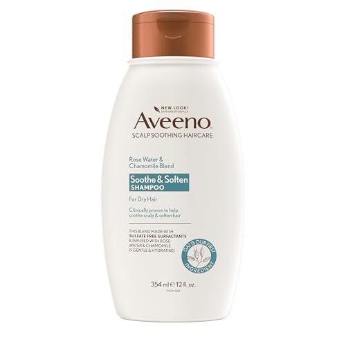 Aveeno Rose Water & Chamomile Shampoo for Dry Hair, Hydrating, 12 fl oz(Packaging May Vary)