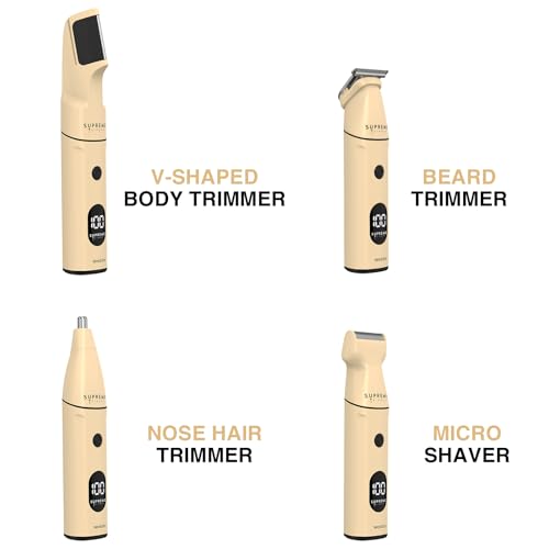 Supreme Trimmer All-in-One Multigroomer | No-Nick, Nose/Ear/Pubic & Full Body Grooming Kit | LCD Display, Rechargeable & Waterproof Men's Hair Trimmer | SMG3040
