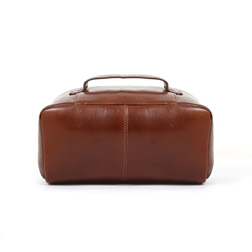 KomalC Luxury Leather Men¡¯s Toiletry Travel Bag ? Handmade Shaving Kit with Waterproof Interior, Spacious Storage & Carry Handle ? leather travel Kit Bag for Men & Women (Wine)