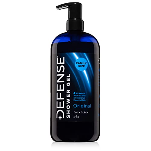 Defense Soap Body Wash 32 oz & Defense Liquid Foaming Face & Hand Soap 7.5 Fl Oz - Natural Shower Gel with Tea Tree Oil, Eucalyptus Oil, Rosemary and Aloe Vera