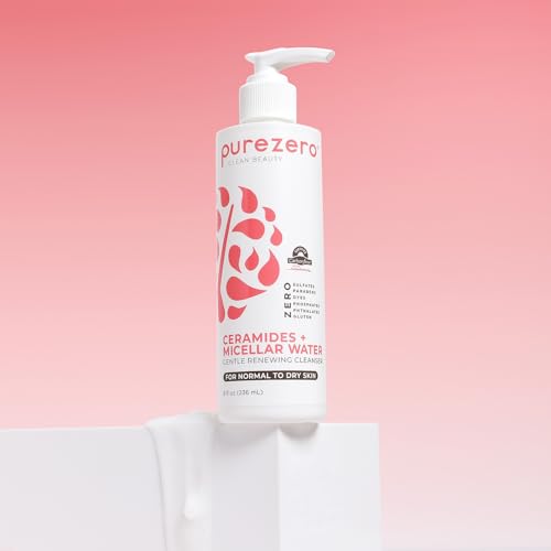 Purezero Hydrating Gentle Face Cleanser ? Hyaluronic Acid Gentle Moisturizing Cleanser + Ceramides, Micellar Water, Fragrance-Free, Zero Sulfates, Parabens, Vegan & Cruelty-Free, 8 oz