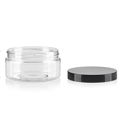 6Pcs 250ml/8oz Plastic Refillable Jars Empty Cosmetic Containers Cases with Black Lid Cream Lotion Box Ointments Bottle Food Bottle Makeup Pot Jar for Lip Balm Make Up Eye Shadow Powder (Pack of 2)