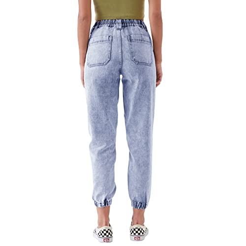 LONGYIDA Jean Joggers for Women High Waisted Drawstring Elastic Waist Stretch Denim Pants