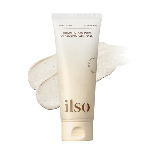ilso Grain Potato Pore Cleansing Pack Foam, Deep Cleansing Mask for Acne-Prone Skin, with Totarol, Pore Cleanzyme, Daily Exfoliating Cleanser, Korean cleanser, 5.07 fl. oz.