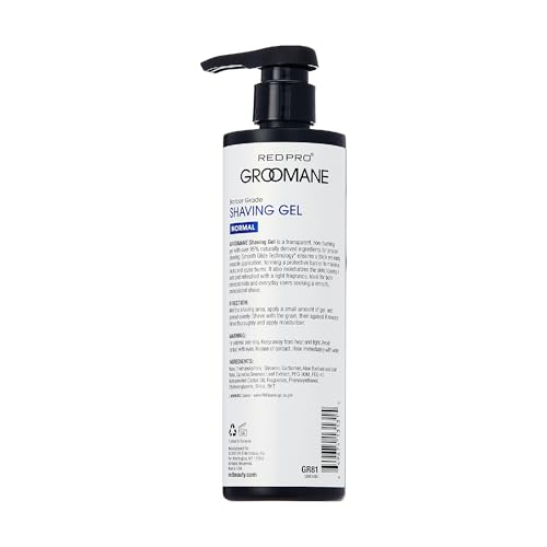 RED Pro GROOMANE Barber-Grade Shaving Gel for Men, Non-Foaming Clear Aloe Vera Shave Gel, Smooth Razor Glide, Precision Line-Ups, Anti-Irritation, Normal & Sensitive Skin (16.9 Fl.oz, Normal)