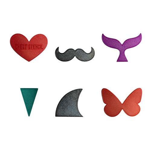 Bikini Stencil Set by Chest Stencil - Women Bikini Shaving pubic Hair Trimming 6 Flexible Unique Shapes Including Heart, Butterfly, Mermaid Tail, Shark Fin, Moustache, and Triangle