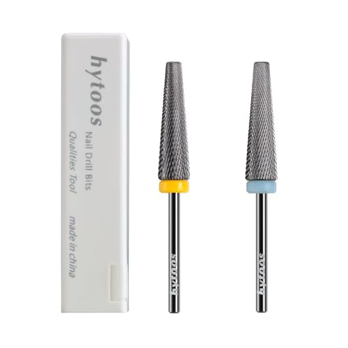 2Pcs Super Long 5 in 1 Nail Drill Bits, 24mm Cross Tapered Carbide Bit, 3/32" Two-way Drill Bits for Nails, Electric File Manicure Drills Accessories(2XF+XF)