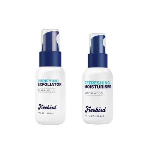 Freebird Exfoliator and Moisturizer - 30mL Purifying Exfoliator and 50mL Hydrating Lotion, Soothes & Prepares Skin, Anti-Pore Clogging, Non-Greasy Formula, Ideal for Bald Men and Women