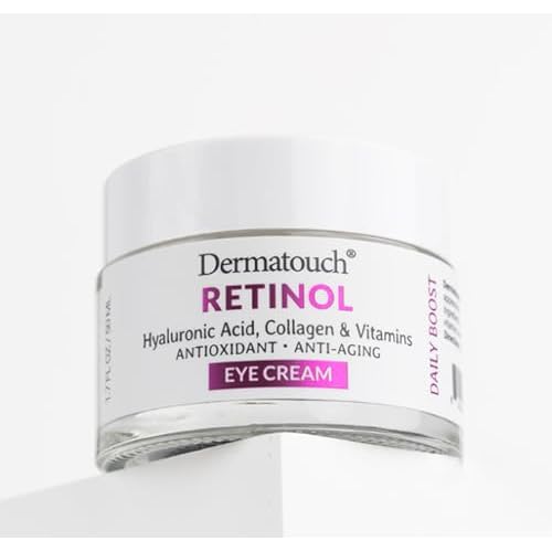 DERMATOUCH Retinol Eye Cream With Hyaluronic Acid, Vitamin C, A, & E, Collagen, & Caffeine, Under Eye Moisturizer With Vitamins & Antioxidants, Gluten Free, Non GMO Skin Care, Made in USA, 1.7 Fl Oz