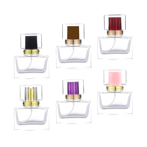 30ml 1.02oz Refillable Perfume Atomizer Large Perfume Bottle for Essential Oils Perfumes Empty Clear Glass Mist Spray Bottle for Traveling Outgoing 6 Pack