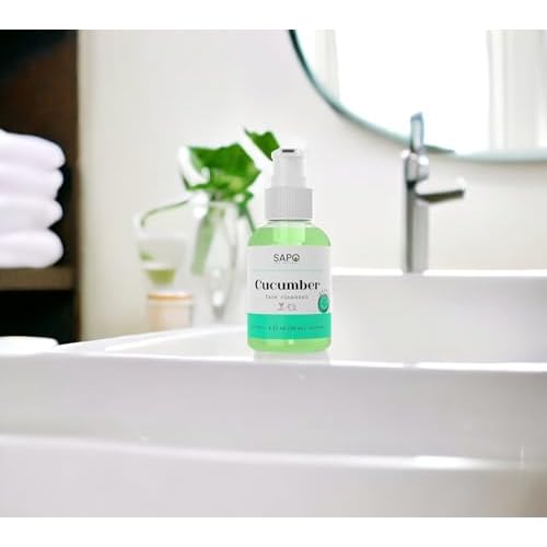 Sapo Cucumber Face Cleanser, Gentle Gel Wash with Aloe, Coconut Oil, Neem + Watercress, Hydrating pH-Balanced Facial Cleanser, 4 oz