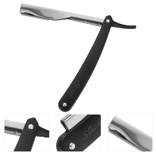 Professional Manual Razor Barber Supplies Beard Shaver Mens Straight Edge Razor for Shaving for Face Scalp Old Fashioned Manual Shaver Men Safe Barber, Black
