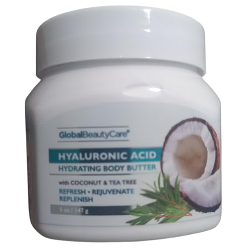 Hyaluronic Acid Hydrating Body Butter - Deep Moisturizing Cream With Coconut & Tee Tree For Men & Women- Nourishing, Fast-Absorbing Skincare For Dry Skin - 5 oz Jar