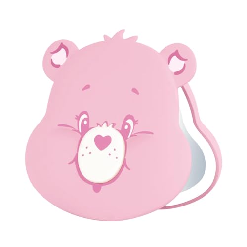 Impressions Vanity Care Bears Cheer Bear Beary Cute LED Compact Mirror for Purse, Travel Lighted Makeup Mirror with 3X Magnification, Adjustable Brightness, Touch Sensor, and Figural Shaped Design