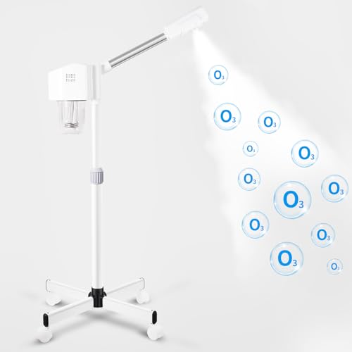 Stand Professional Ozone Facial Steamer with Touch Control, Detachable, Adjustable Height & Rolling Base, 360¡Æ Rotatable Nozzle, Hot Mist Function, Use for Home, Salon SPA