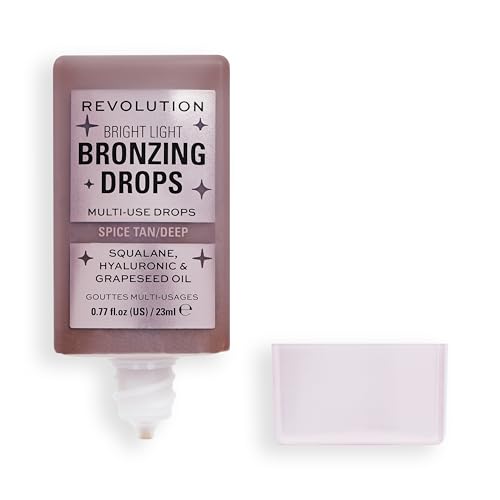 Revolution Beauty London, Bright Light Bronzing Drops, Bronze & Glow for Face & Body, Infused with Hyaluronic Acid, Vegan & Cruelty-Free, Bronze Summer, 0.77 fl oz
