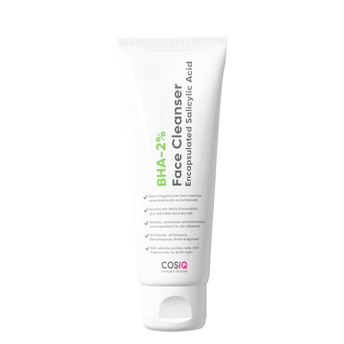 COS-IQ 2% Salicylic Acid Face Wash for Oily Skin | with Hyaluronic Acid & Vitamin E | Anti-Acne Exfoliating Cleanser For Skin Hydrating | Non-Comedogenic, Fragrance-Free | For Men & Women | 100 ml