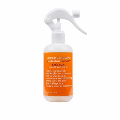 Mixed Chicks Base Coat Curl Primer Spray ? Detangling Anti-Frizz Pre-Styling Treatment with Prickly Pear & Brazil Nut Oils ? Heat Protection for Curly, Coily & Wavy Hair ? 9 oz