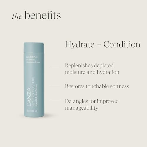 L'ANZA Healing Moisture Conditioner, Hydrates & Heals Dry, Damaged Hair, Deep Daily Hydration, Softens, Frizz Control, Color Safe Anti-Humidity Daily Wash, Strengthening, Sulfate Free