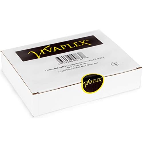 Vivaplex, 12, Cobalt Blue, 15 ml, Round Glass Jars, with Inner Liners and black Lids (Pack of 2)