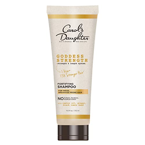 Carol's Daughter Goddess Strength Fortifying Shampoo For Wavy, Coily and Curly Hair, Sulfate Free Shampoo with Castor Oil for Weak Hair, 11 Fl Oz