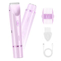 Women's Electric Shaver Bikini Trimmer for Women Razors 2-in-1 Dual Head Design IPX7 Waterproof Wet & Dry Use Body Groomer Hair Trimmer Remover for Facial Underarm Arm Face Leg Bikini (Purple)