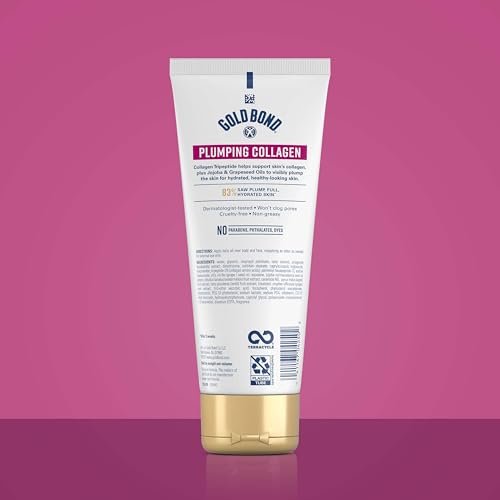 Gold Bond Plumping Collagen Body and Face Serum Lotion, Lightweight Hydrating Moisturizer with Collagen Peptide Complex, Jojoba and Grapeseed Oils to Visibly Plump Skin, Cherry Blossom Scent, 8 oz