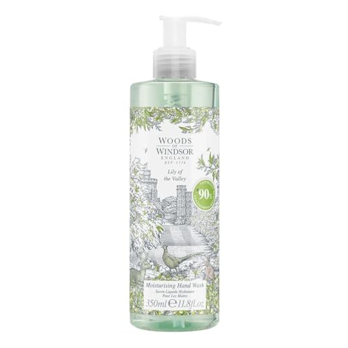 Woods of Windsor Lily of the Valley Hand Wash, Moisturizing Soap with Notes of Geranium and Citrus, Liquid Hand Soap with Pump to Help Soften and Moisturize Skin, Lily of the Valley Scent 350ml