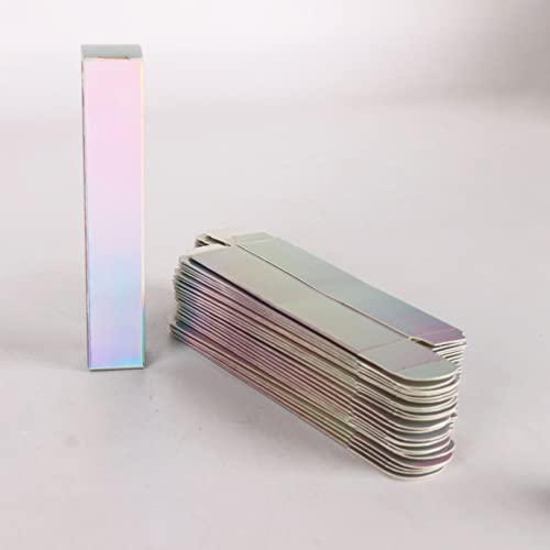 COSIDEA 50 PCS Empty Holographic siver Lip Gloss Boxes W21 xW21 xH121mm / 0.83 * 0.83 * 4.76 inch, Cosmetic Perfume Mascara Box Packaging, small Kraft Paper Box Luxury Holder Wrapping