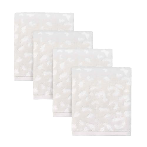 Nicole Miller - Washcloths, Soft & Absorbent Cotton Towels, Dorm Room Essentials, Set of 4 (Celina Collection, Cream)