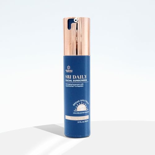 SRILabs Daily Facial Sunscreen - SPF 40 - Anti-Aging with Lipochroman & Peptides - Transparent Zinc Oxide - Universal tint & Weightless - 1.7 OZ