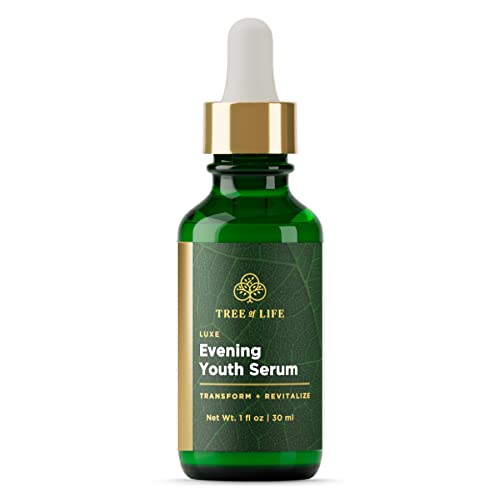 Tree of Life Facial Serum for Face - Skin Care Face Serums, Hydrating, Anti-Aging, Skin Care Duo Serums to Brightening Dark Spot, Smooth Dry & Sensitive Skins (Luxe Evening Youth, 1oz)