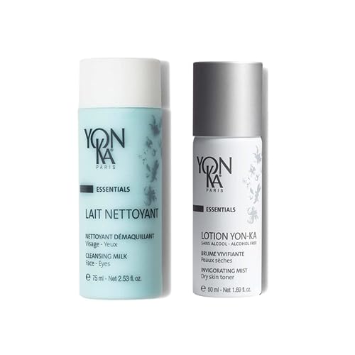 Yon-Ka Lait Nettoyant Facial Cleanser & Makeup Remover with Travel Lotion PS Hydrating Face Toner | Travel Set 2.53 fl oz / 1.69 fl oz