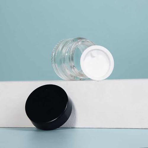 70 Pack Glass Sample Container, 10ml Empty Jars with Lids, 10 Gram Tiny Sample Jar Lip Balm Containers for Cosmetics, Lotion, Cream, Makeup, Samples, Wax, Skincare, Travelling, Retail Store