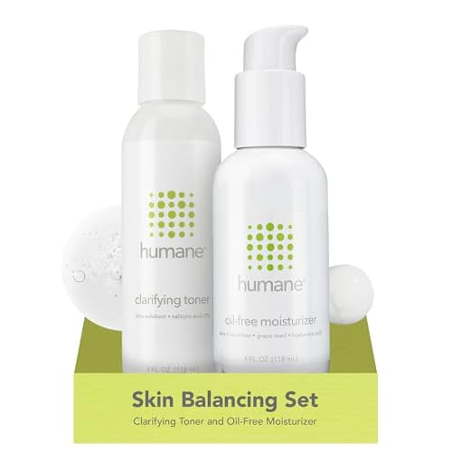Humane Clarifying Toner and Oil-Free Moisturizer Bundle - Acne Treatment for All Skin Types