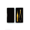 Professional Eyebrow Grooming Kit, 2-Piece Set with Tweezers and Scissors, Gold color
