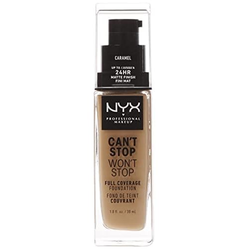 NYX PROFESSIONAL MAKEUP Can't Stop Won't Stop Foundation, 24h Full Coverage Matte Finish - Caramel (Pack of 2)