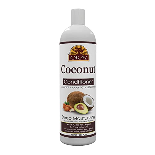OKAY Coconut Deep Moisturizing Conditioner Helps Replenish Moisture And Elasticity For Healthy Strong Hair Sulfate,Silicone,Paraben Free For All Hair Types and Textures Made in USA 33oz