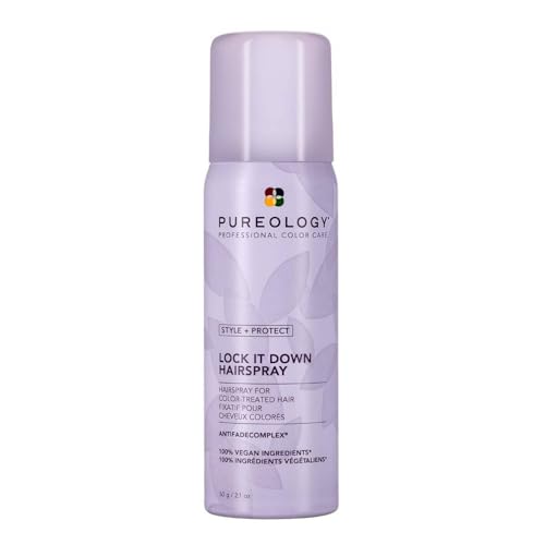 Pureology Style + Protect Lock It Down Hairspray For Color-Treated Hair - Provides Maximum Hold and Radiant Shine, Silicone-Free & Vegan