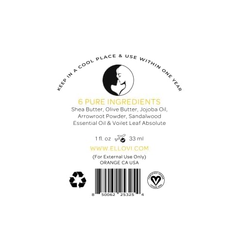 Ellovi All-Natural Unisex Body Butter - Noir Blanc - Pure Enough to Eat - Made With Just 6 Vegan Ingredients - 100% Plant-Based Hydrating Moisturizer For Naturally Healthy Skin (1 fl. oz/33ml)