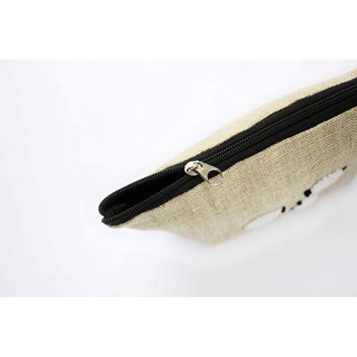 Sheep cosmetic bag Small embroidered makeup purse for women Linen zippered pouch